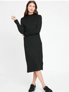 Banana Republic Luxespun Mock-Neck Dress, Black Size M